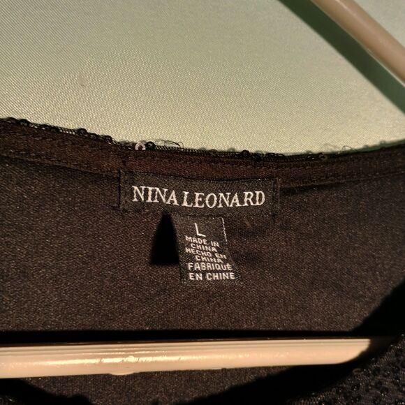 Nina Leonard Black Sequin Cardigan – Long Sleeve Open Front Party Jacket - Picture 3 of 4